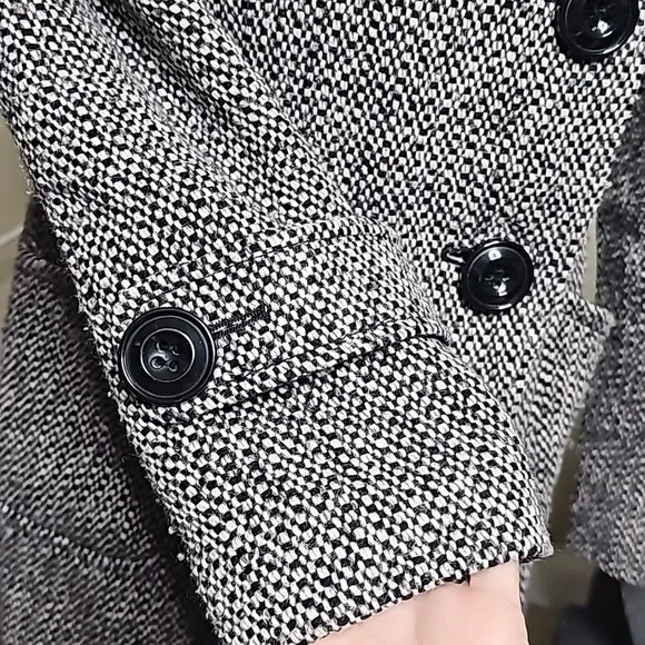 NINE WEST pea coat Size 4 black white - Picture 3 of 8